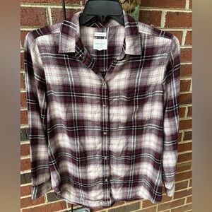 Women’s American Eagle button up soft plaid shirt L boyfriend fit western y2k